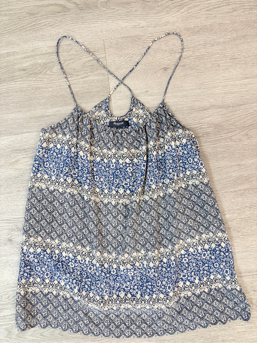 Madewell Blue and white Patterned Strappy Tank